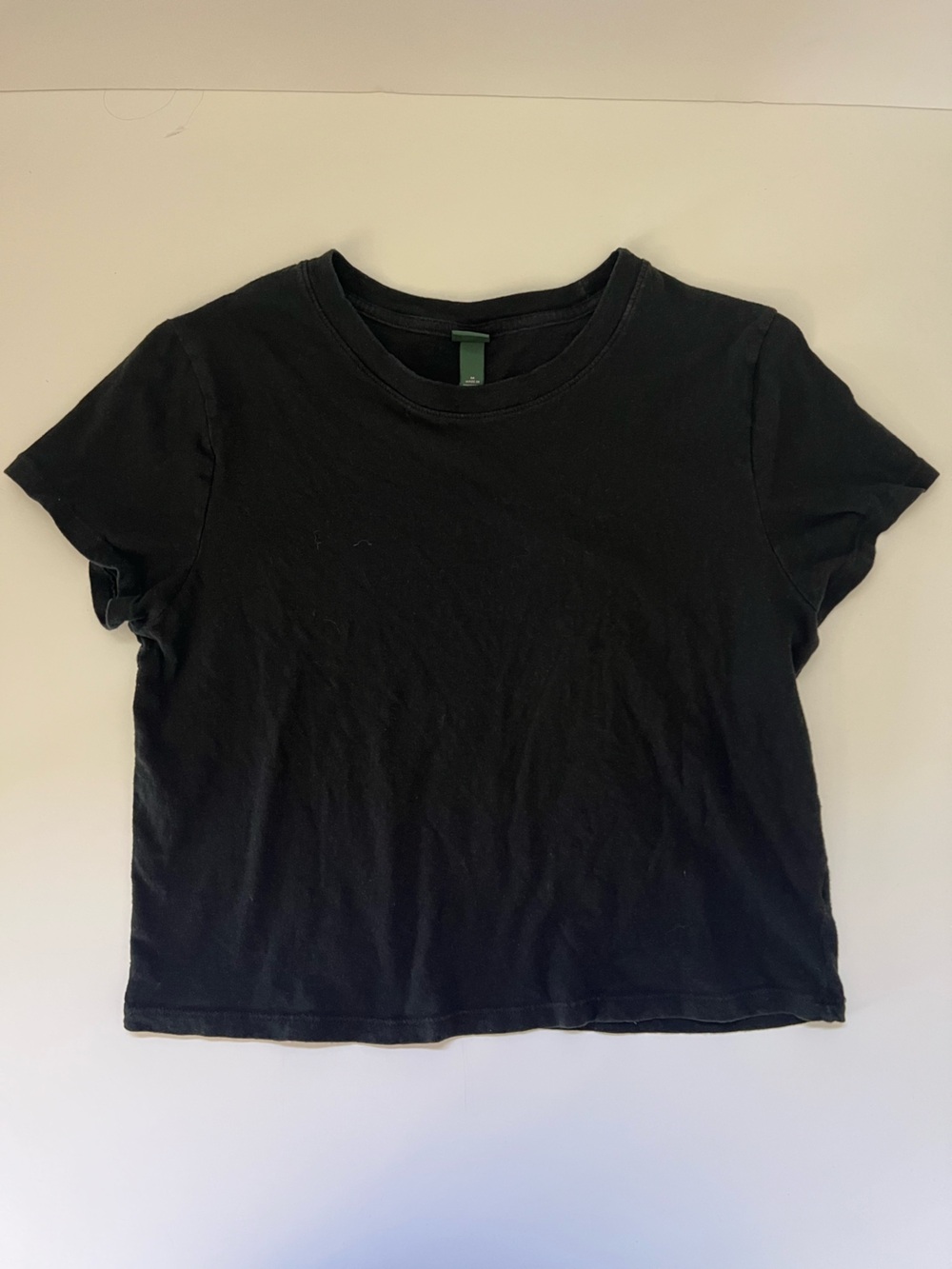 wild fable Boxy Crewneck Short Sleeve Cotton Crop Tee Minimalist Black Sz M